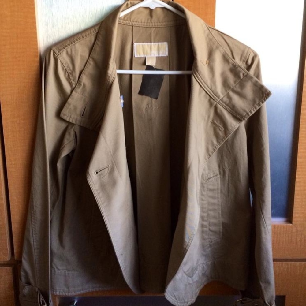 Michael by Michael Kors Beige Jacket Small Trench Style funnel neck